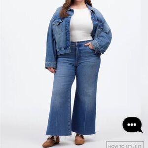 NWT Madewell Plus Flared Wide-Leg Crop Jeans in Oneida Wash 18W Blue